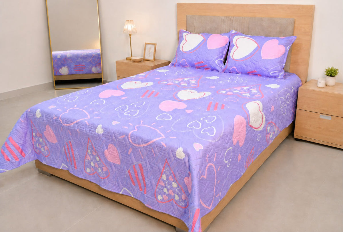 Colcha Unifaz para Cama Doble con 2 Fundas de Almohada – Nuevos Estampados