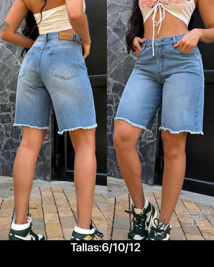 Bermuda JORTS Denim Tiro Alto – Para Dama