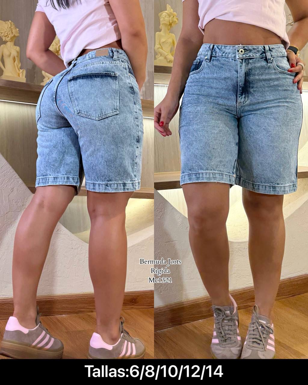 Bermuda JORTS Denim Tiro Alto – Para Dama