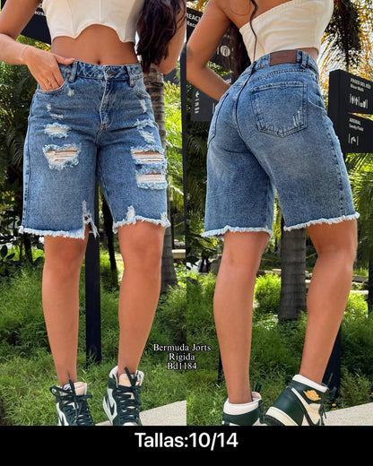 Bermuda JORTS Denim Tiro Alto – Para Dama