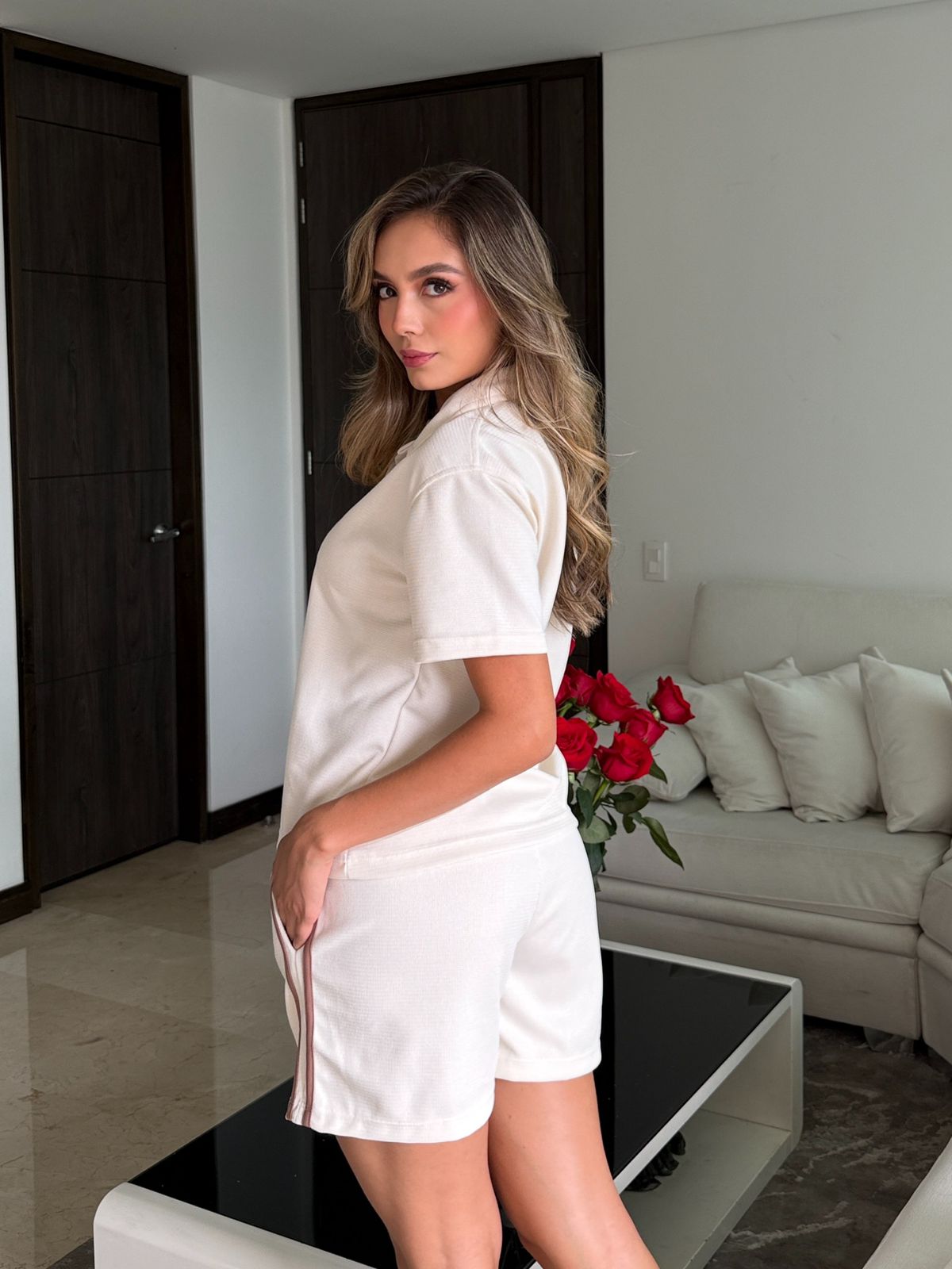 Set Short + Camiseta Tipo Polo Texturizada