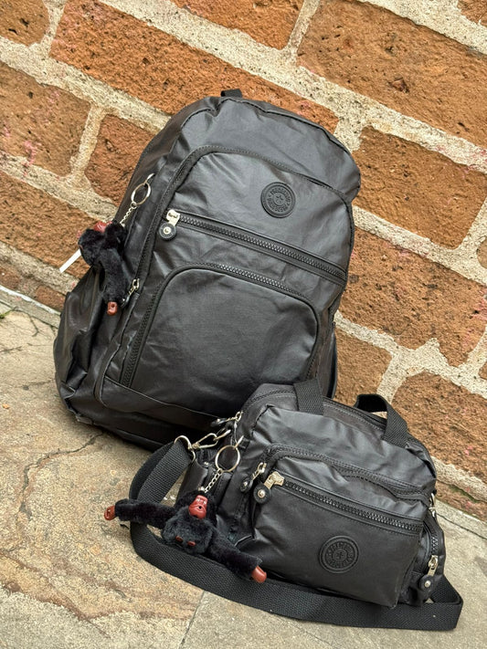Combo Grande Predesting – Morral + Bolso Manos Libres Metalizado
