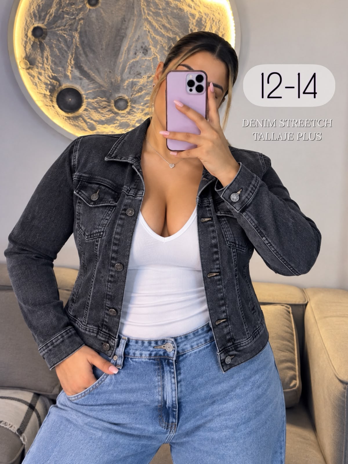 Chaqueta Denim Stretch Clásica Casual - Tallaje Plus