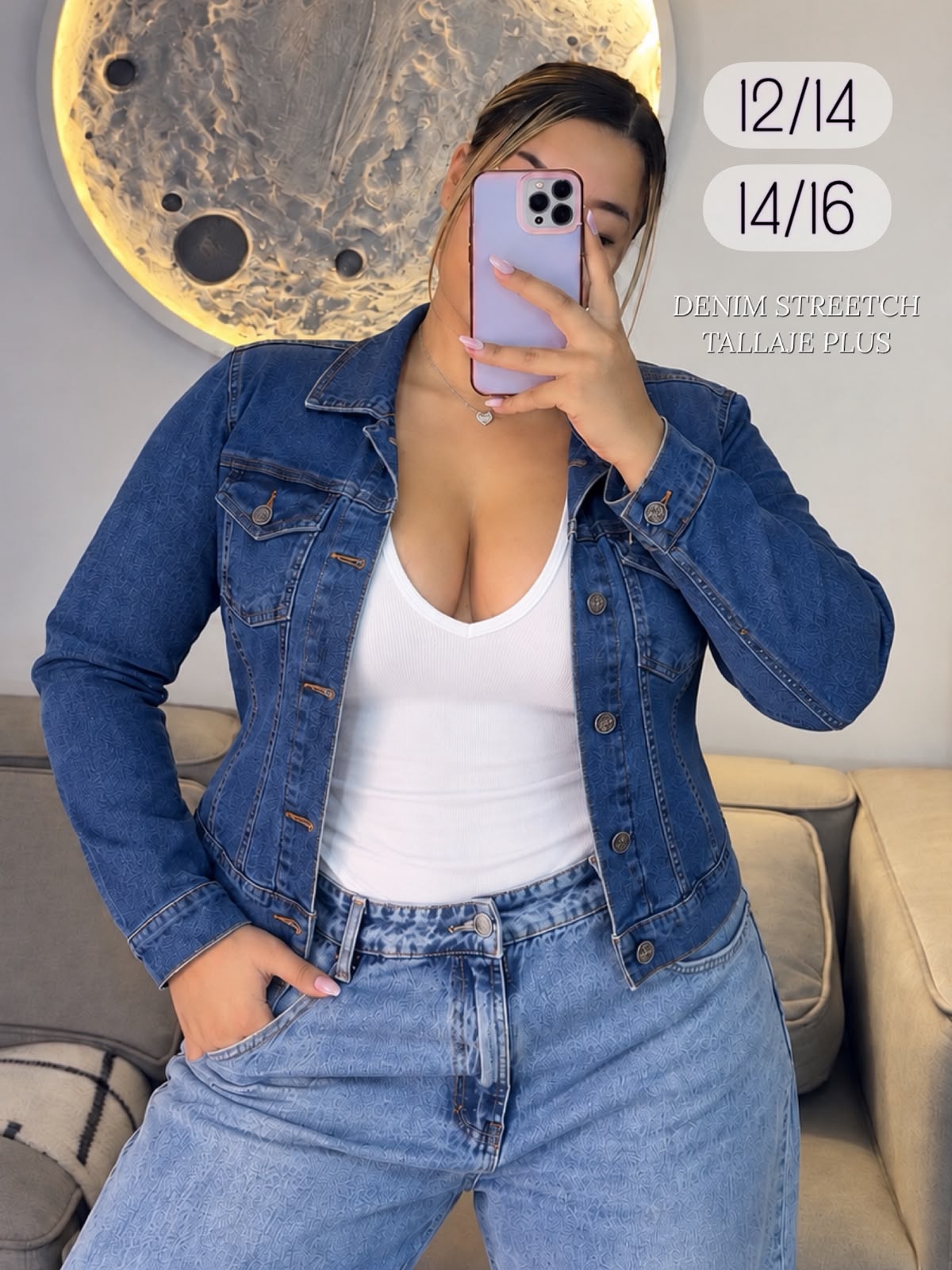 Chaqueta Denim Stretch Clásica Casual - Tallaje Plus