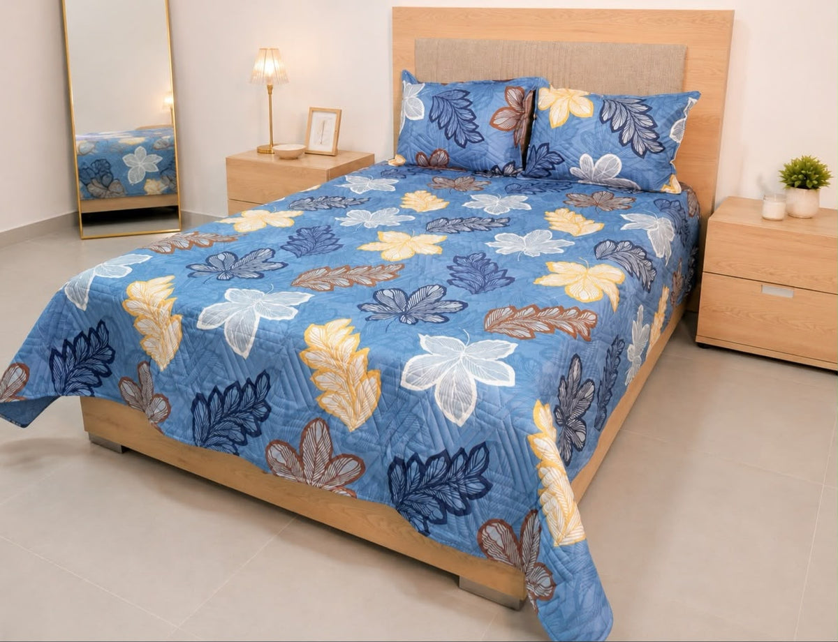 Colcha Unifaz para Cama Doble con 2 Fundas de Almohada – Nuevos Estampados