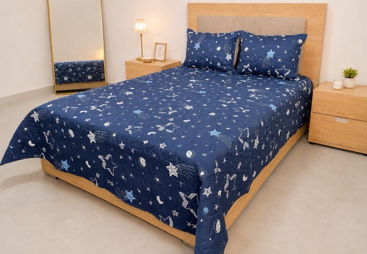 Colcha Unifaz para Cama Doble con 2 Fundas de Almohada – Nuevos Estampados