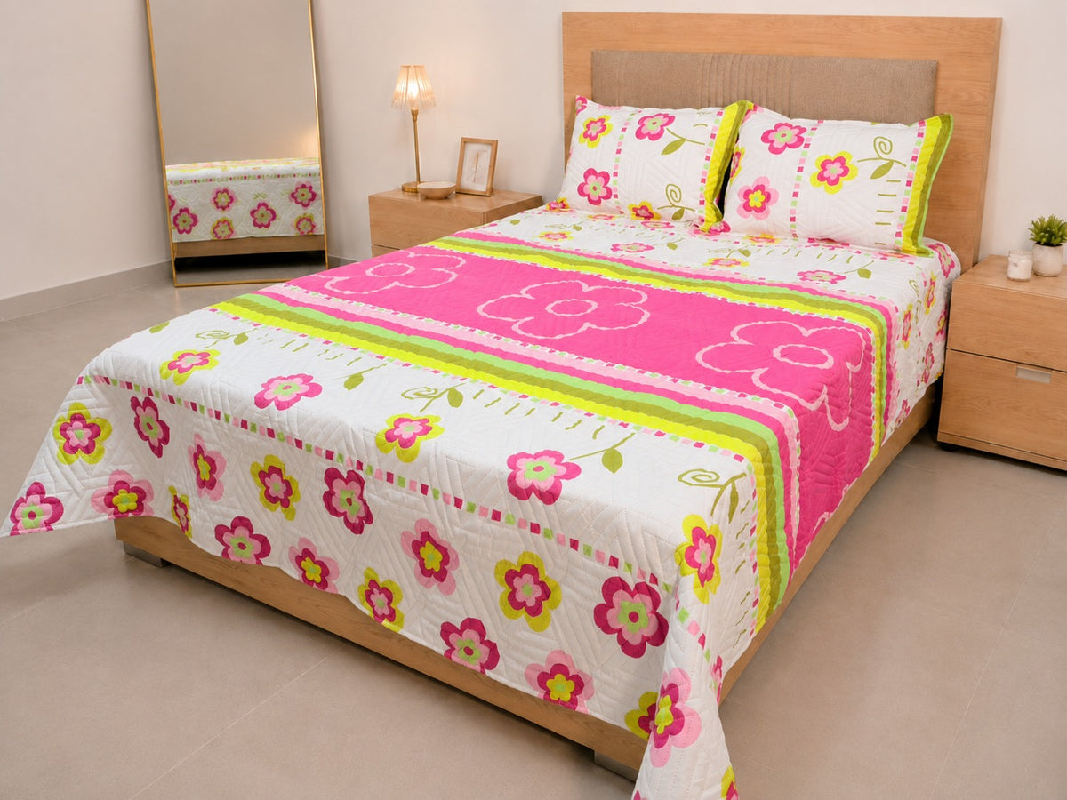 Colcha Unifaz para Cama Doble con 2 Fundas de Almohada – Nuevos Estampados