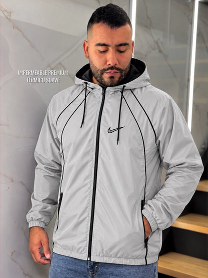 Chaqueta impermeable para hombre con forro térmico y capota desprendible