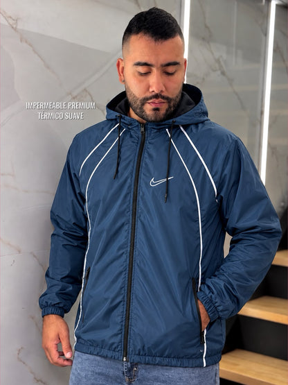 Chaqueta impermeable para hombre con forro térmico y capota desprendible